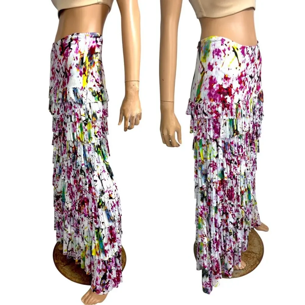 Grace Elements Convertible Tiered Maxi Skirt Dress M Boho Festival